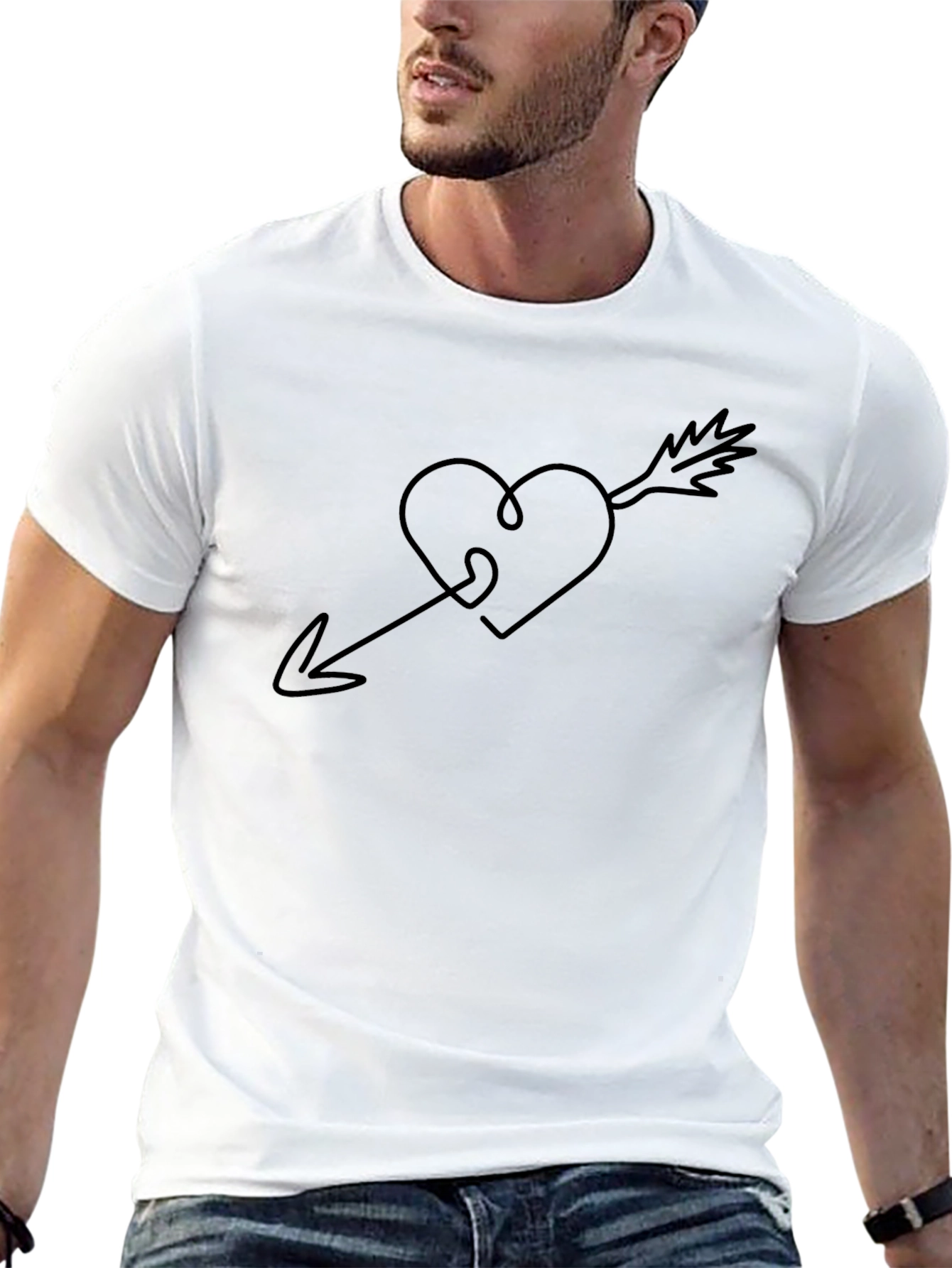 Heart Arrow Graphic Tee - Modern Minimalist Design