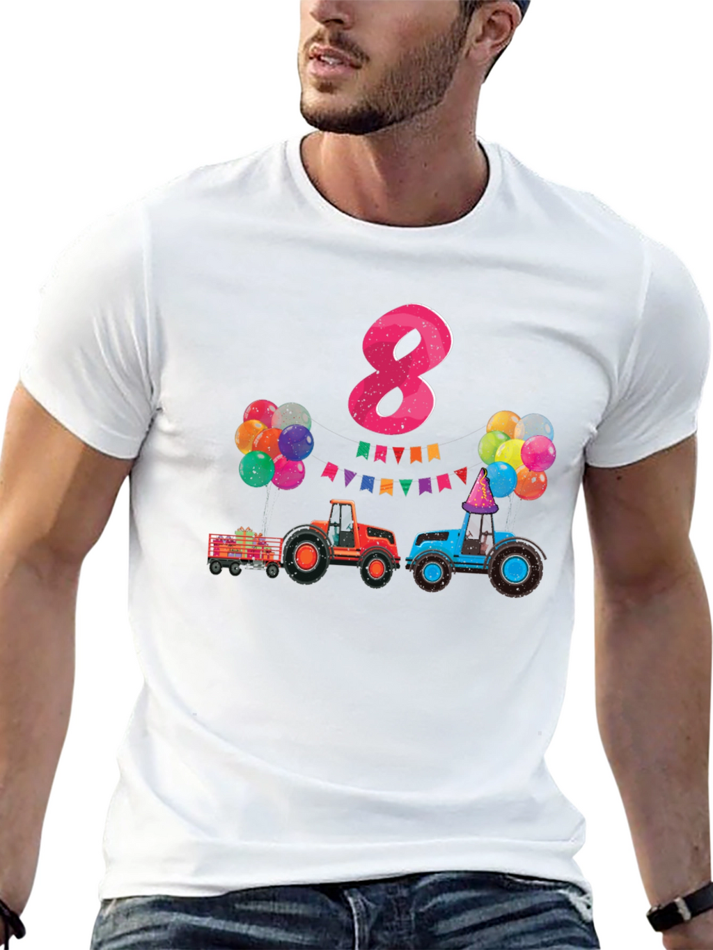Kids Birthday Tractor 8 T-Shirt