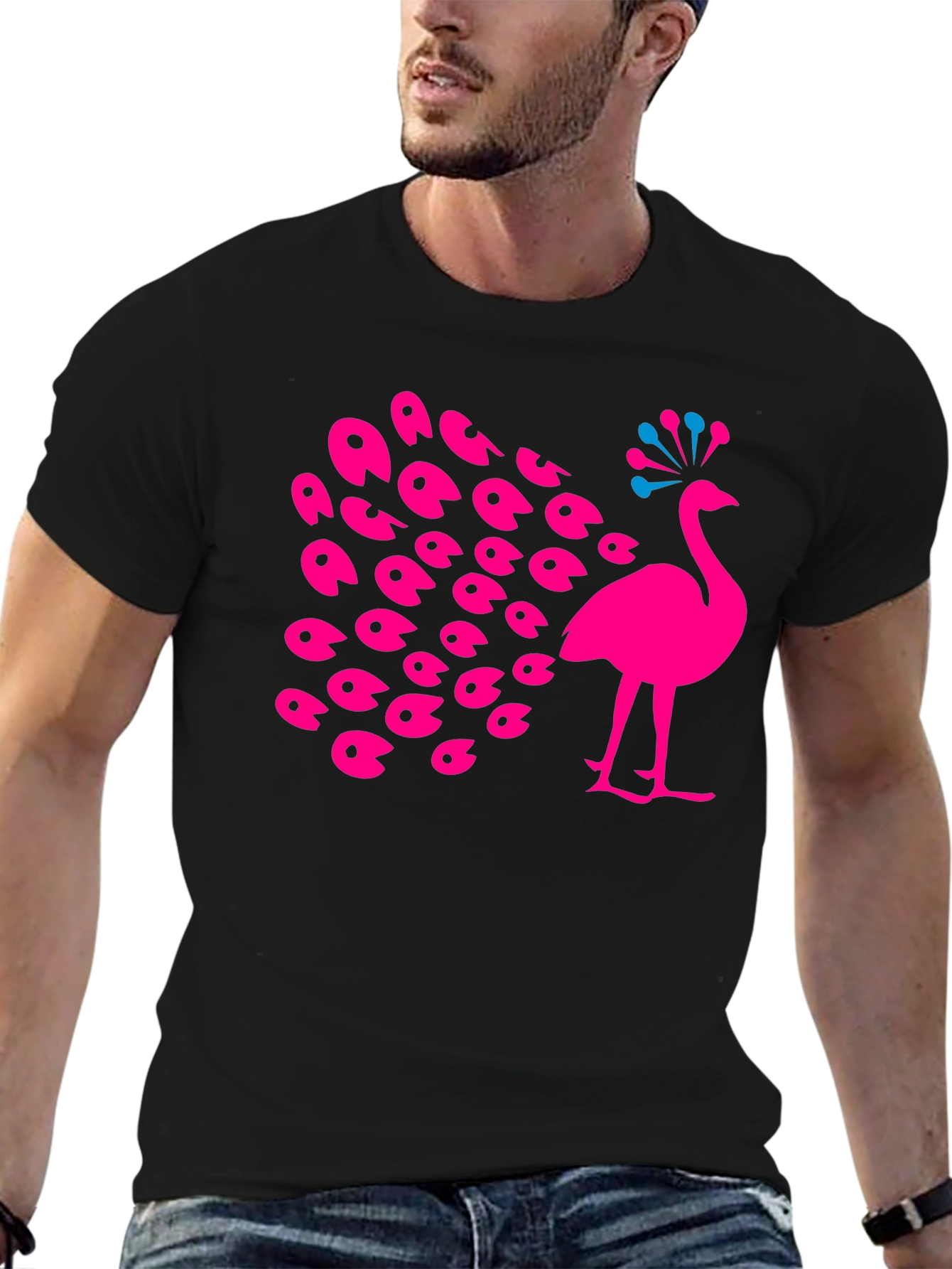 Peacock Graphic Tee - Bold & Stylish Black T-Shirt