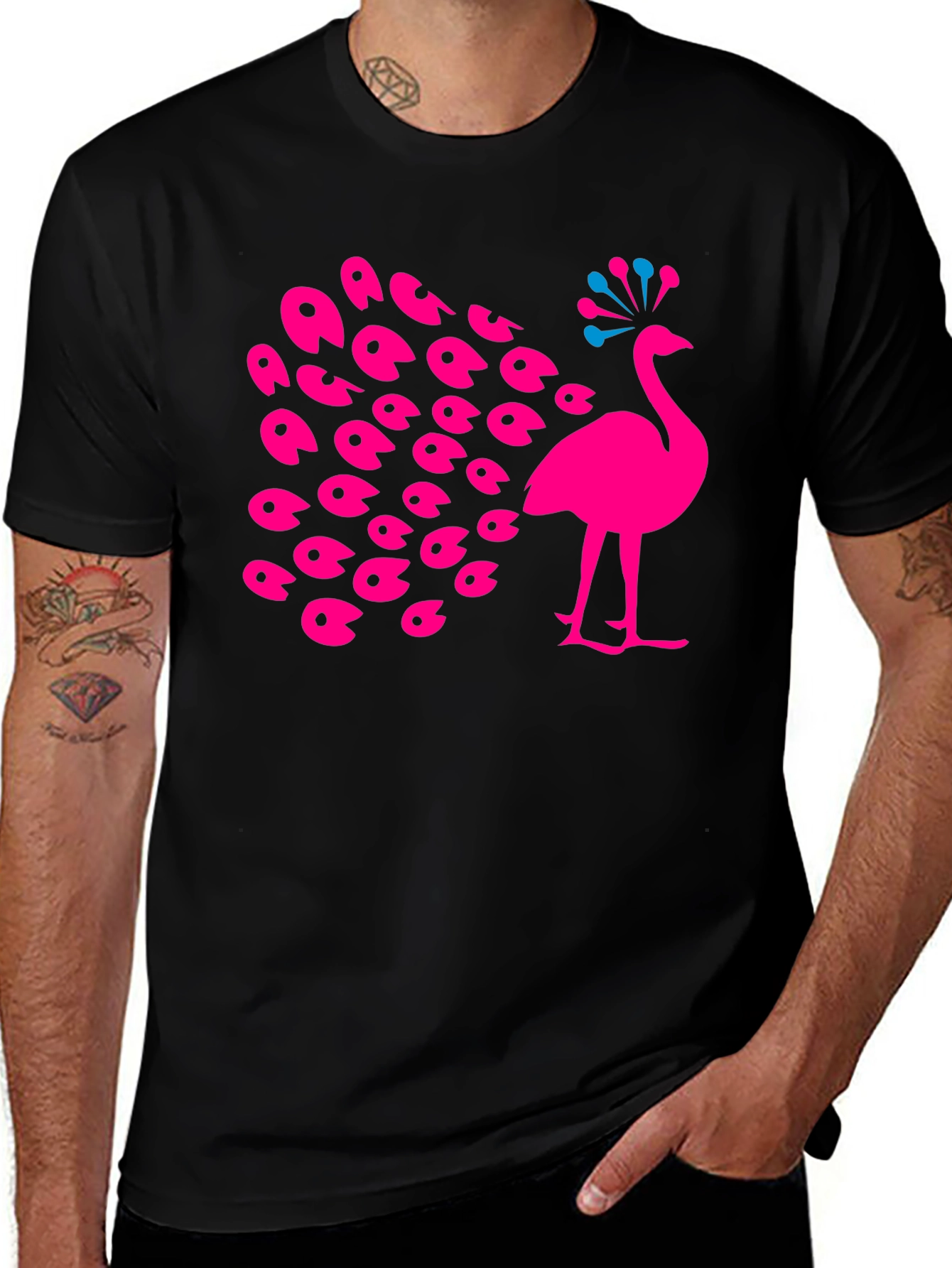 Peacock Graphic Tee - Bold & Stylish Black T-Shirt