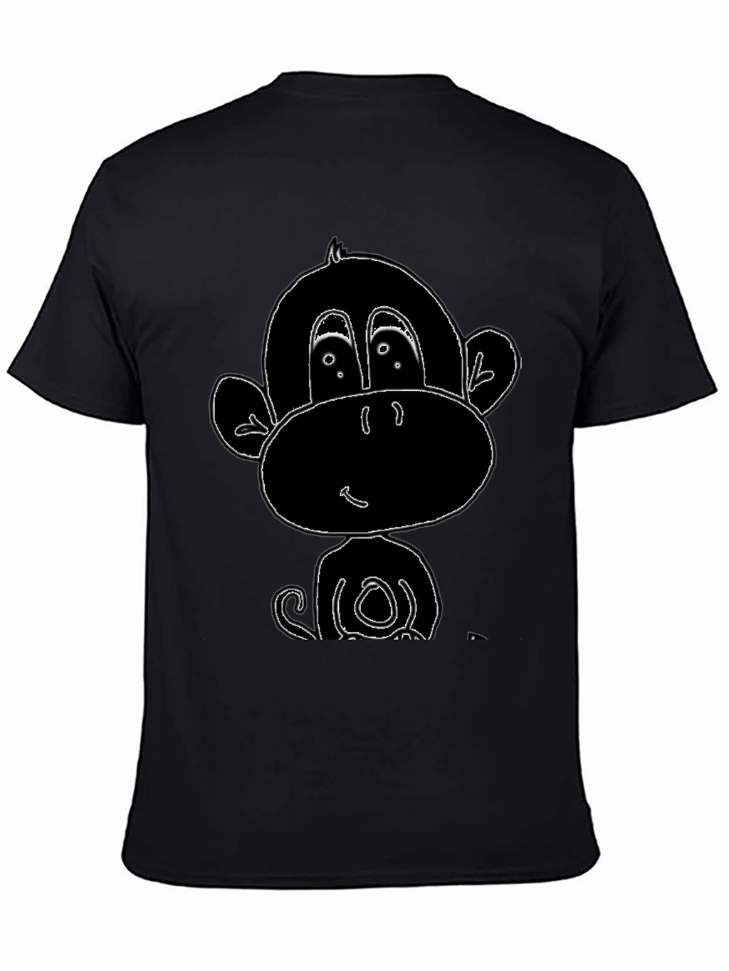Cartoon Monkey Graphic Tee - Black
