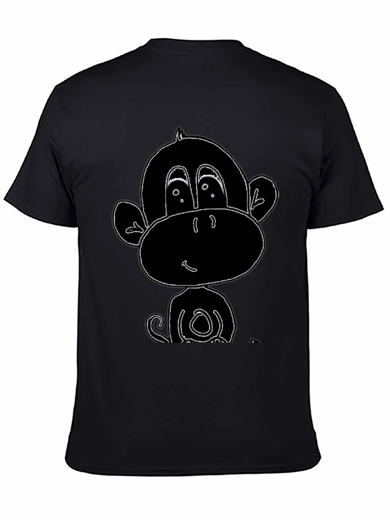 Cartoon Monkey Graphic Tee - Black