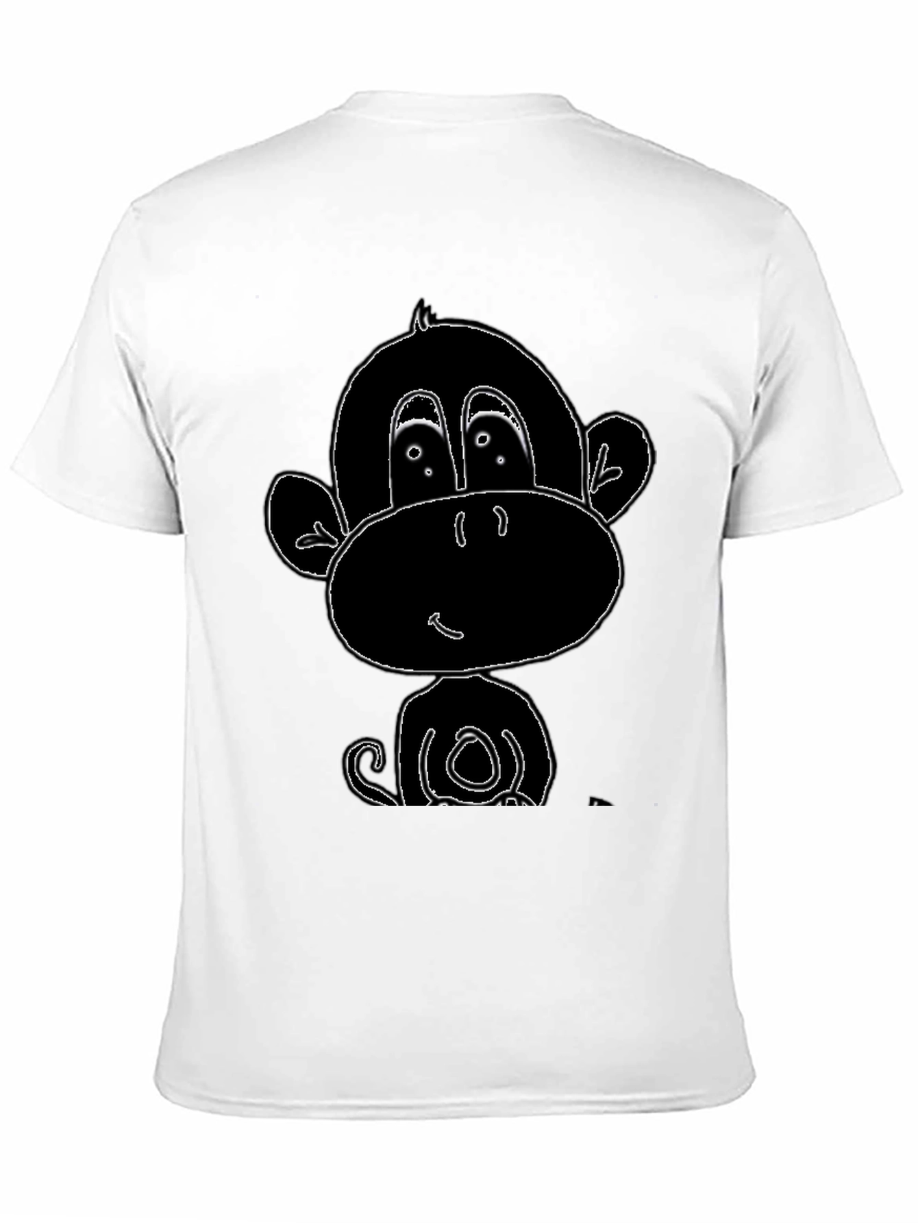 Cartoon Monkey Graphic Tee - Black