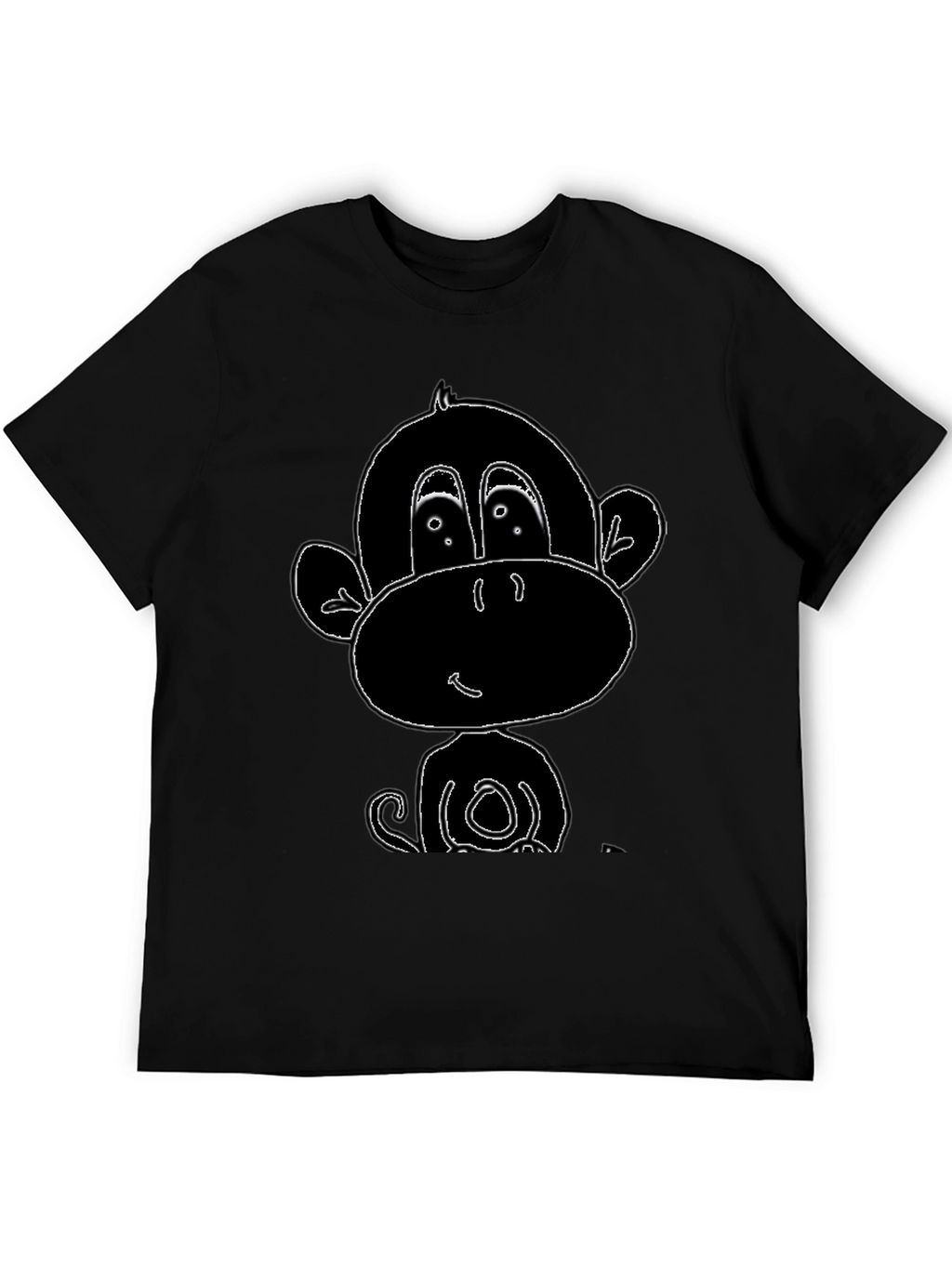 Cartoon Monkey Graphic Tee - Black