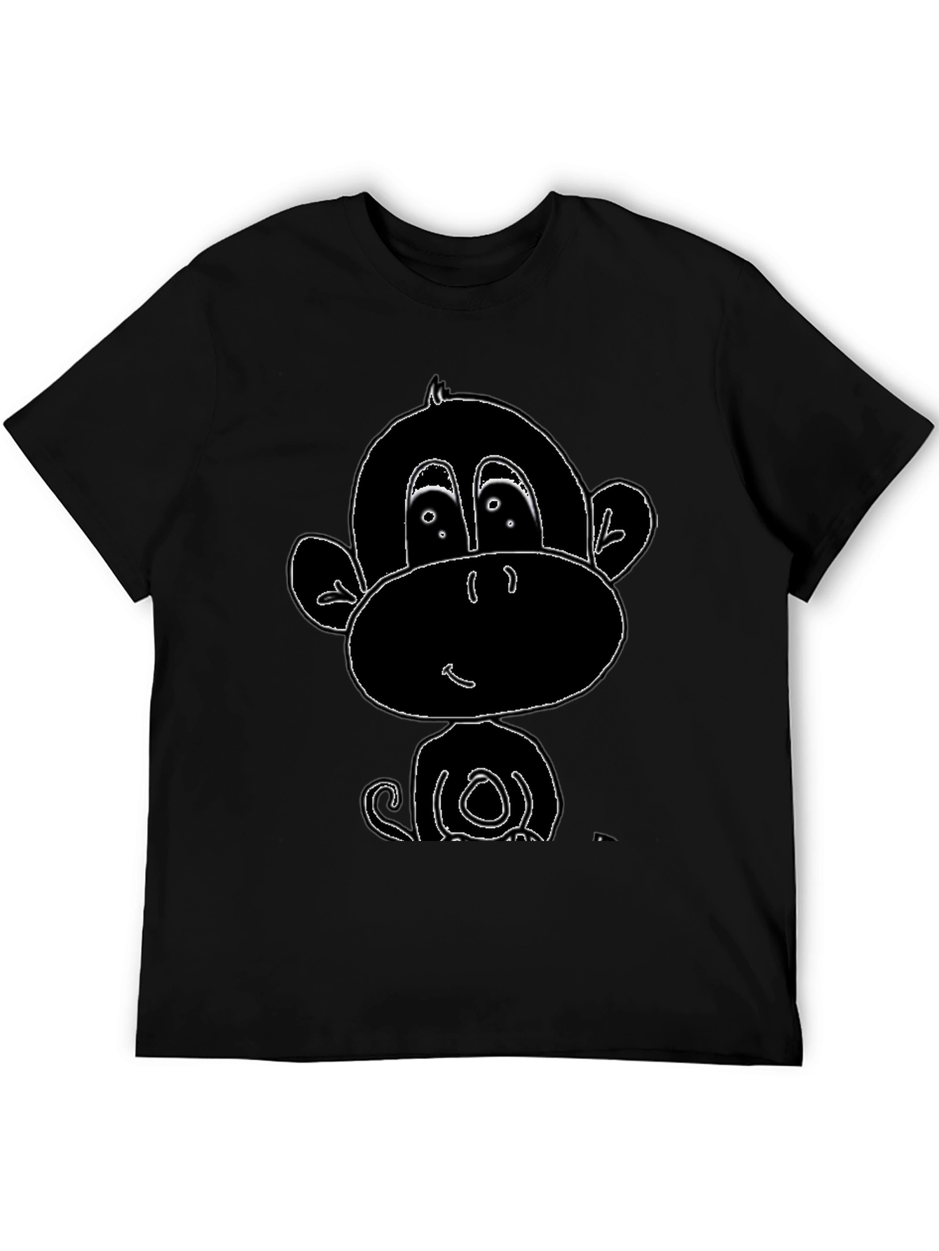 Cartoon Monkey Graphic Tee - Black