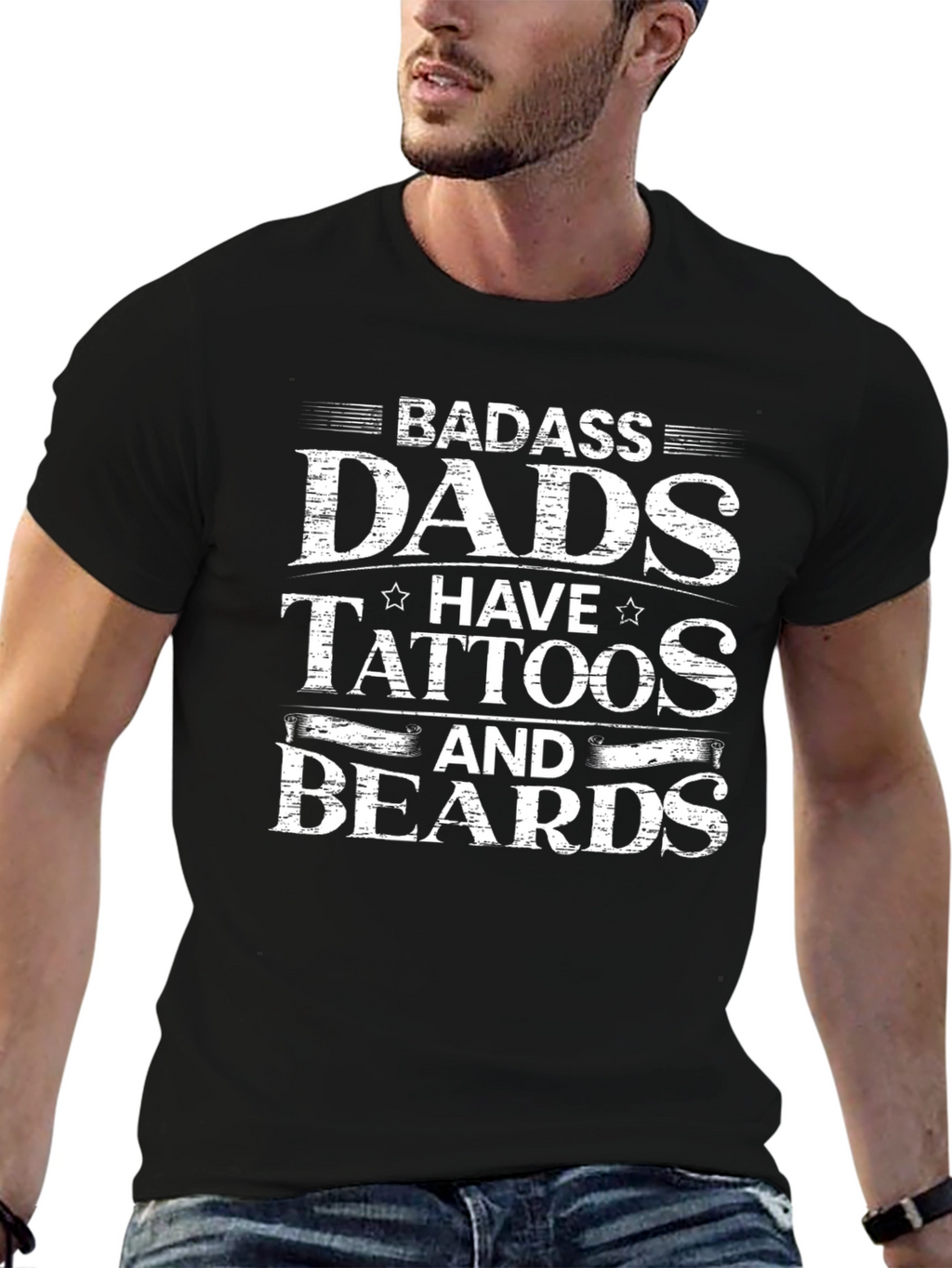 Badass Dads Tattoos Beards Graphic Tee