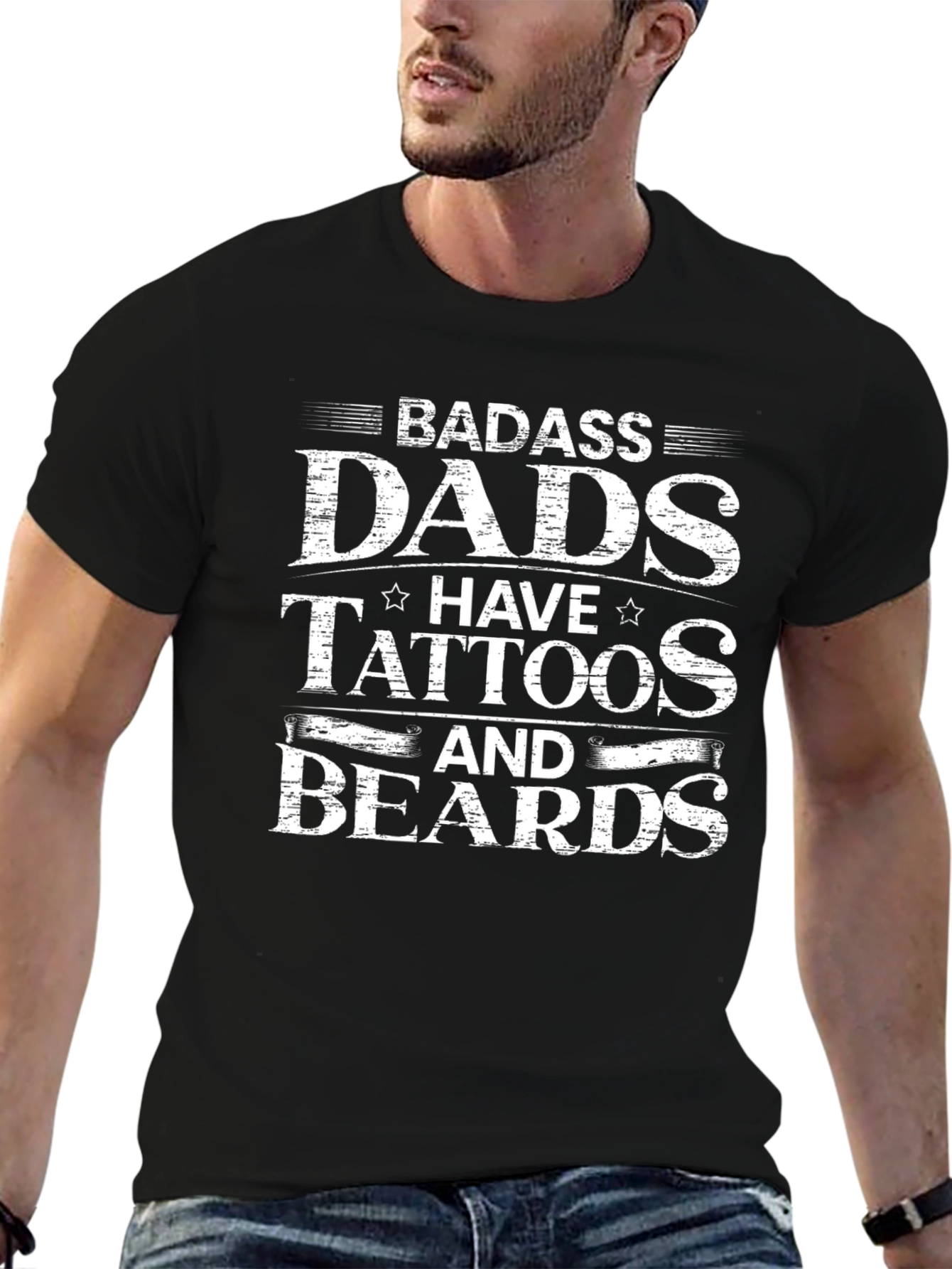 Badass Dads Tattoos Beards Graphic Tee