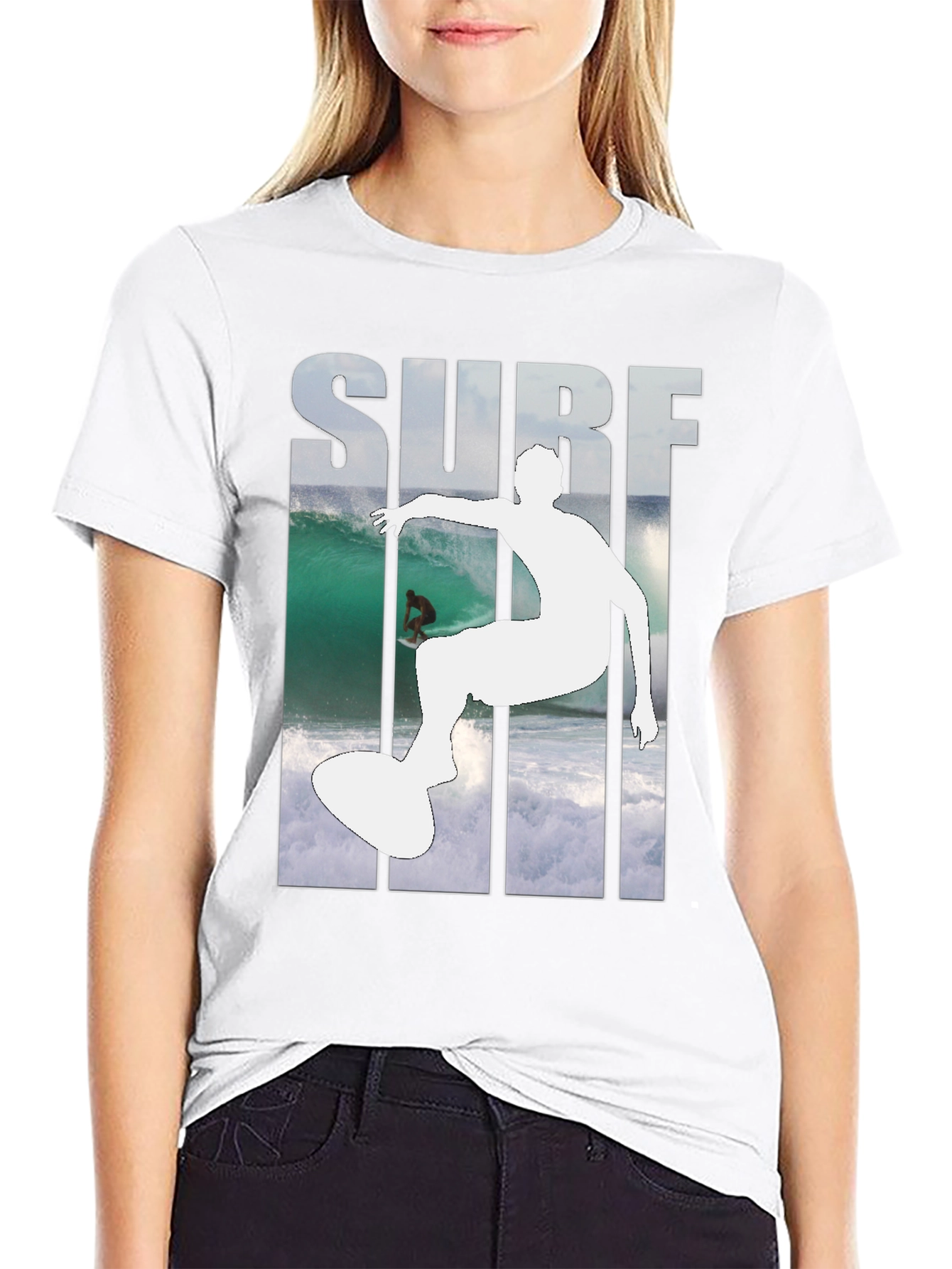 Surf Silhouette Black Graphic Tee
