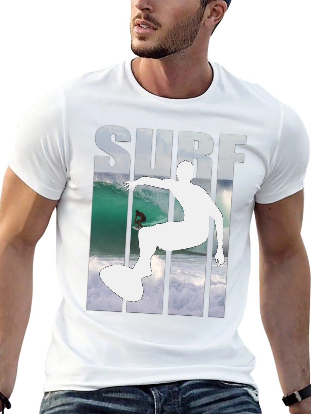Surf Silhouette Black Graphic Tee