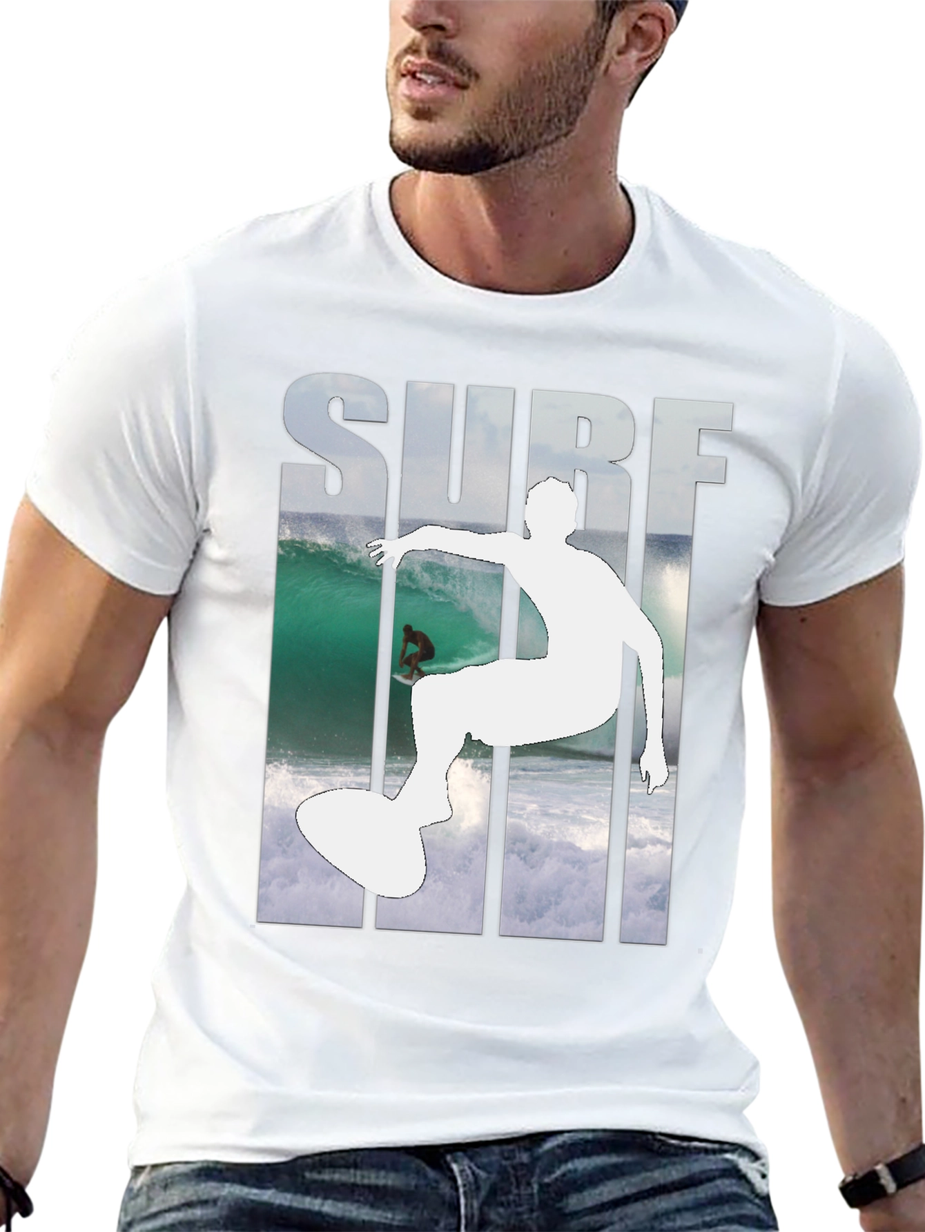 Surf Silhouette Black Graphic Tee