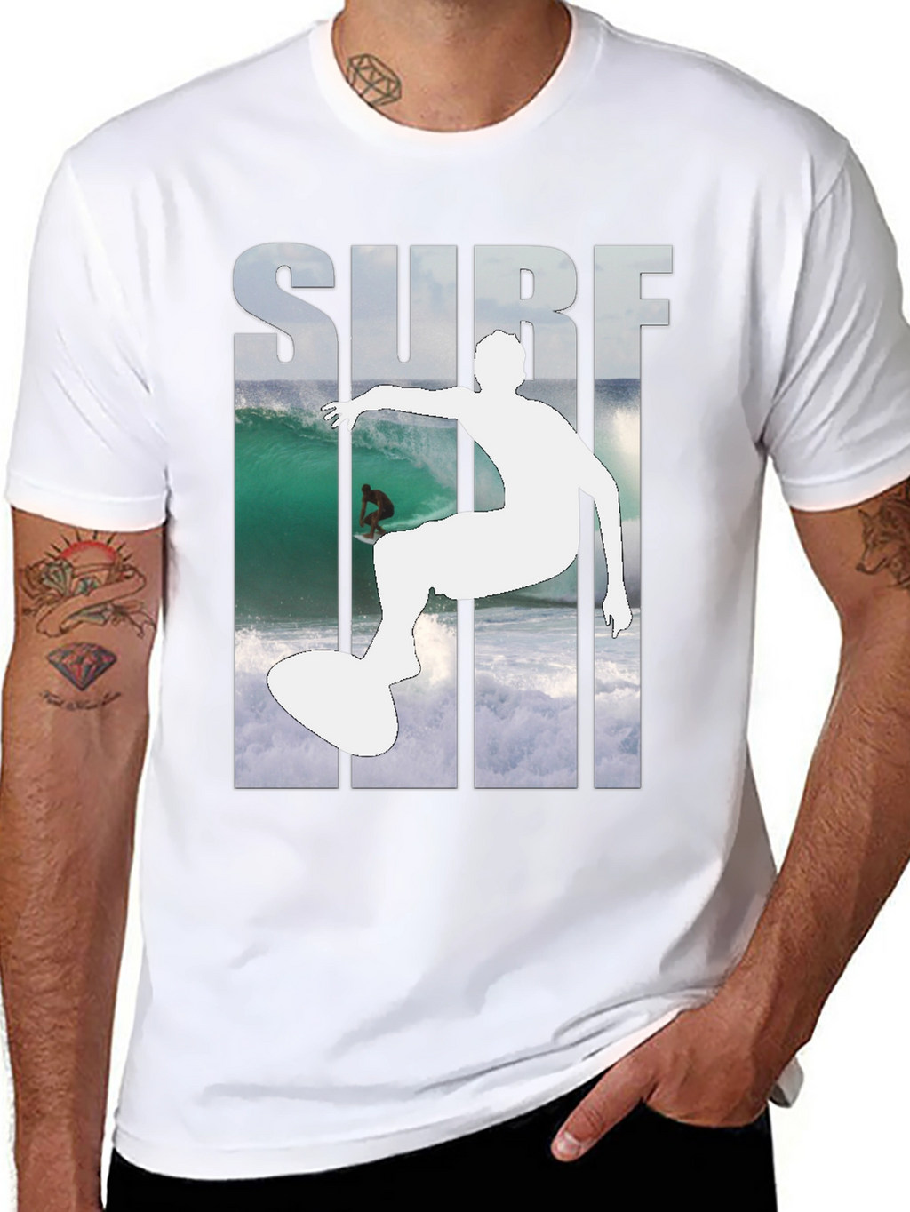 Surf Silhouette Black Graphic Tee