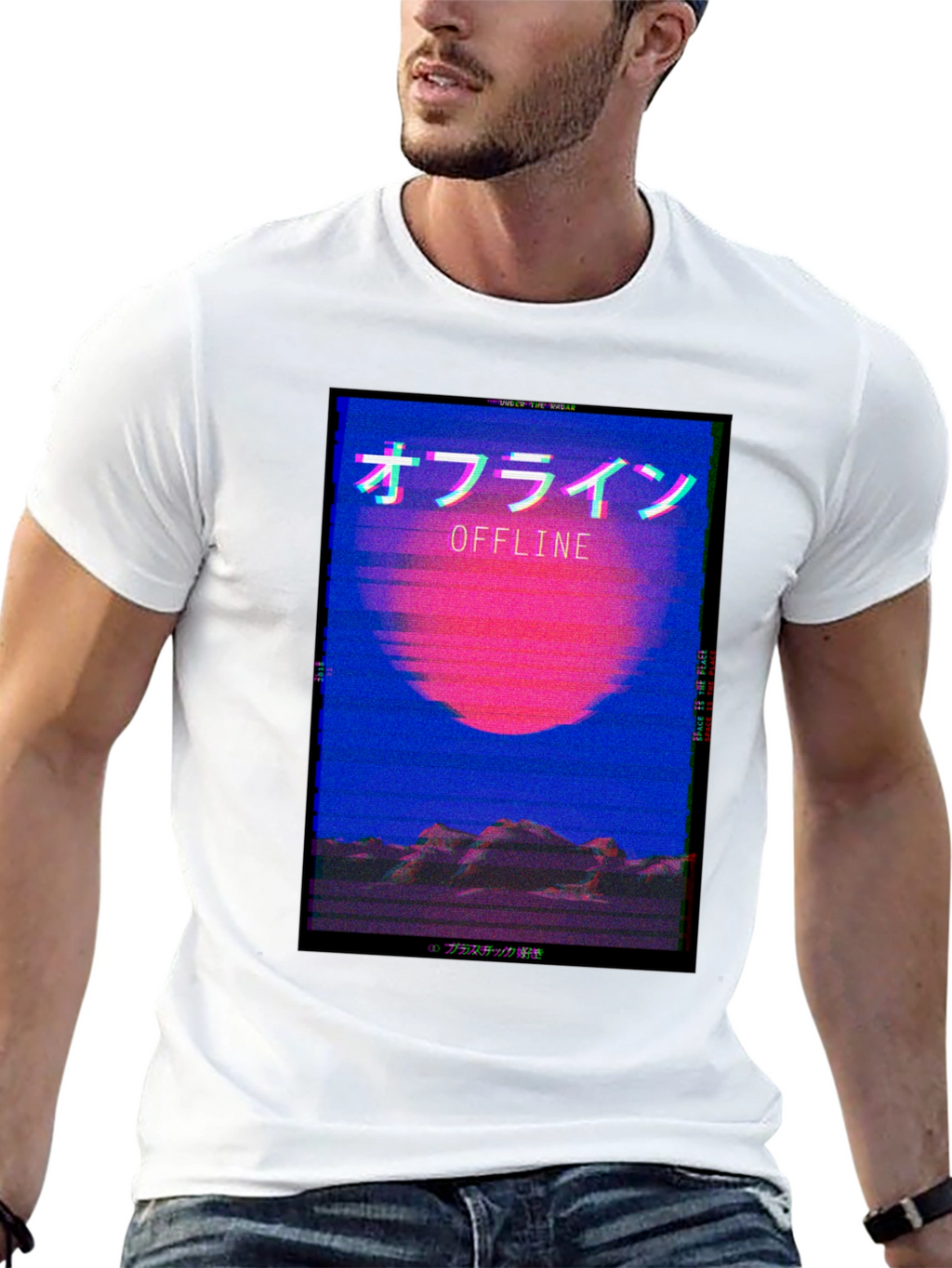 Offline Aesthetic T-Shirt - Vaporwave Style