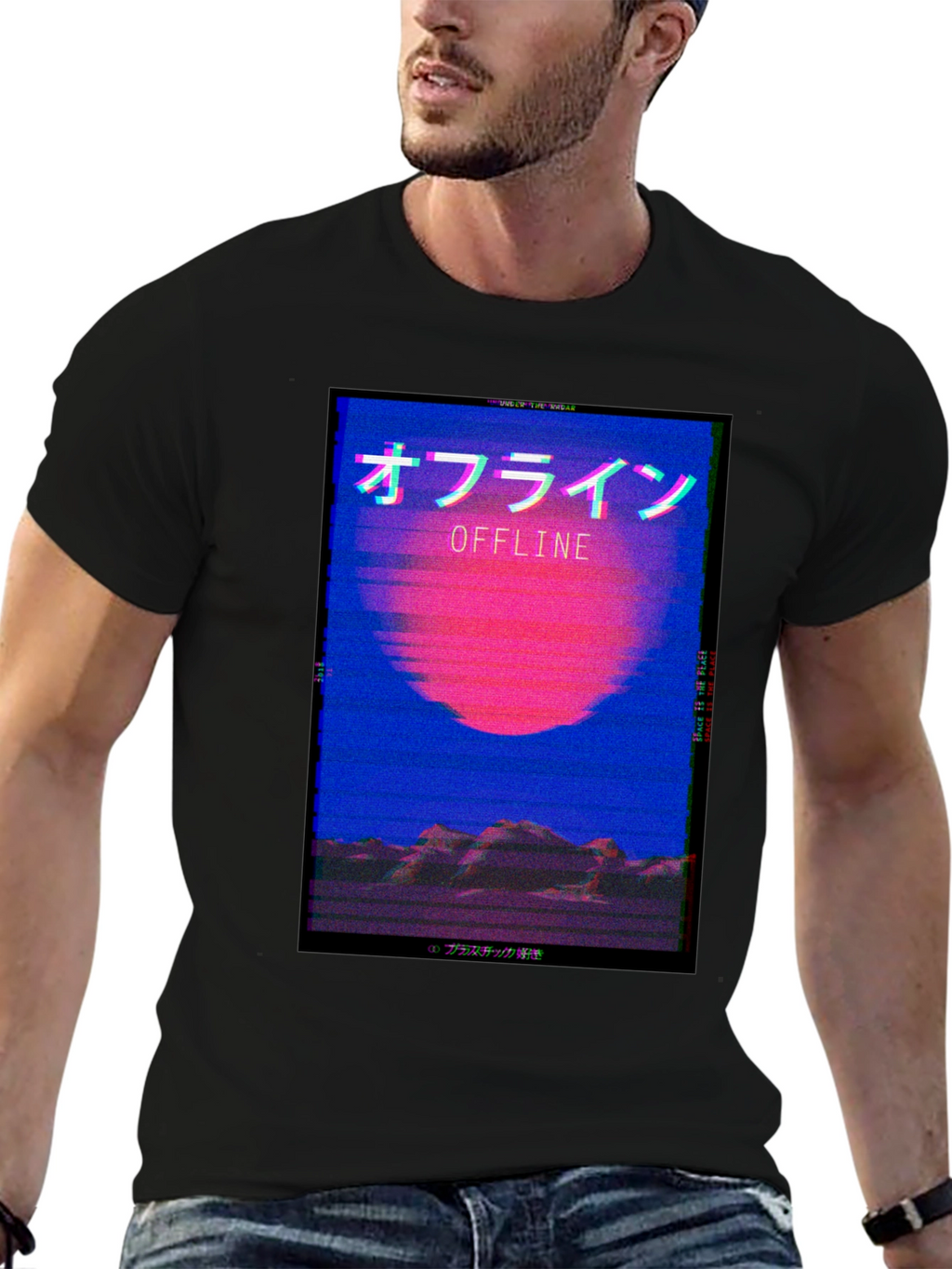 Offline Aesthetic T-Shirt - Vaporwave Style