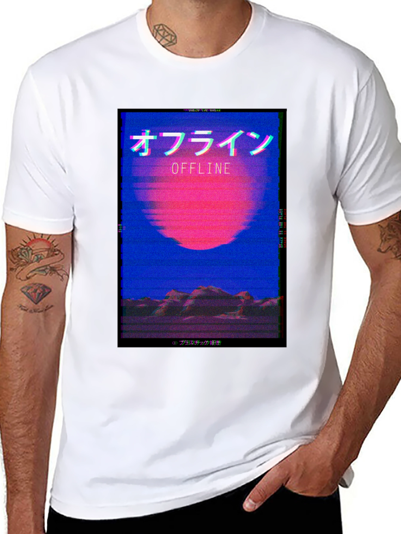 Offline Aesthetic T-Shirt - Vaporwave Style