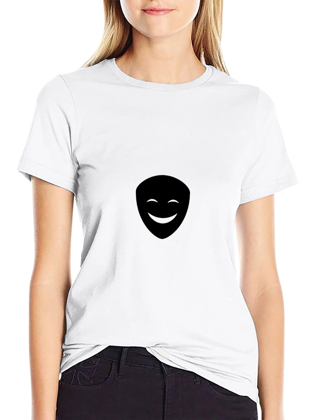 Mens Black Smiling Face Graphic Tee