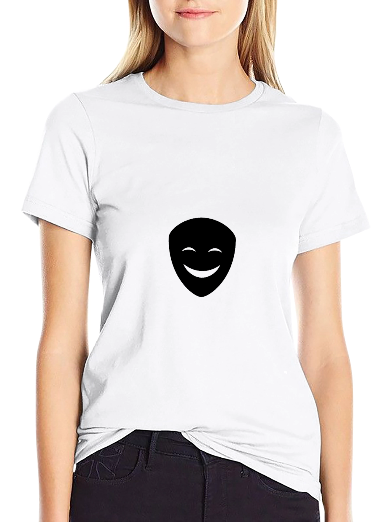 Mens Black Smiling Face Graphic Tee