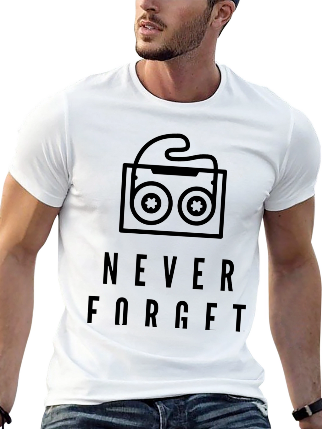 Retro Never Forget Cassette Tape Black T-Shirt