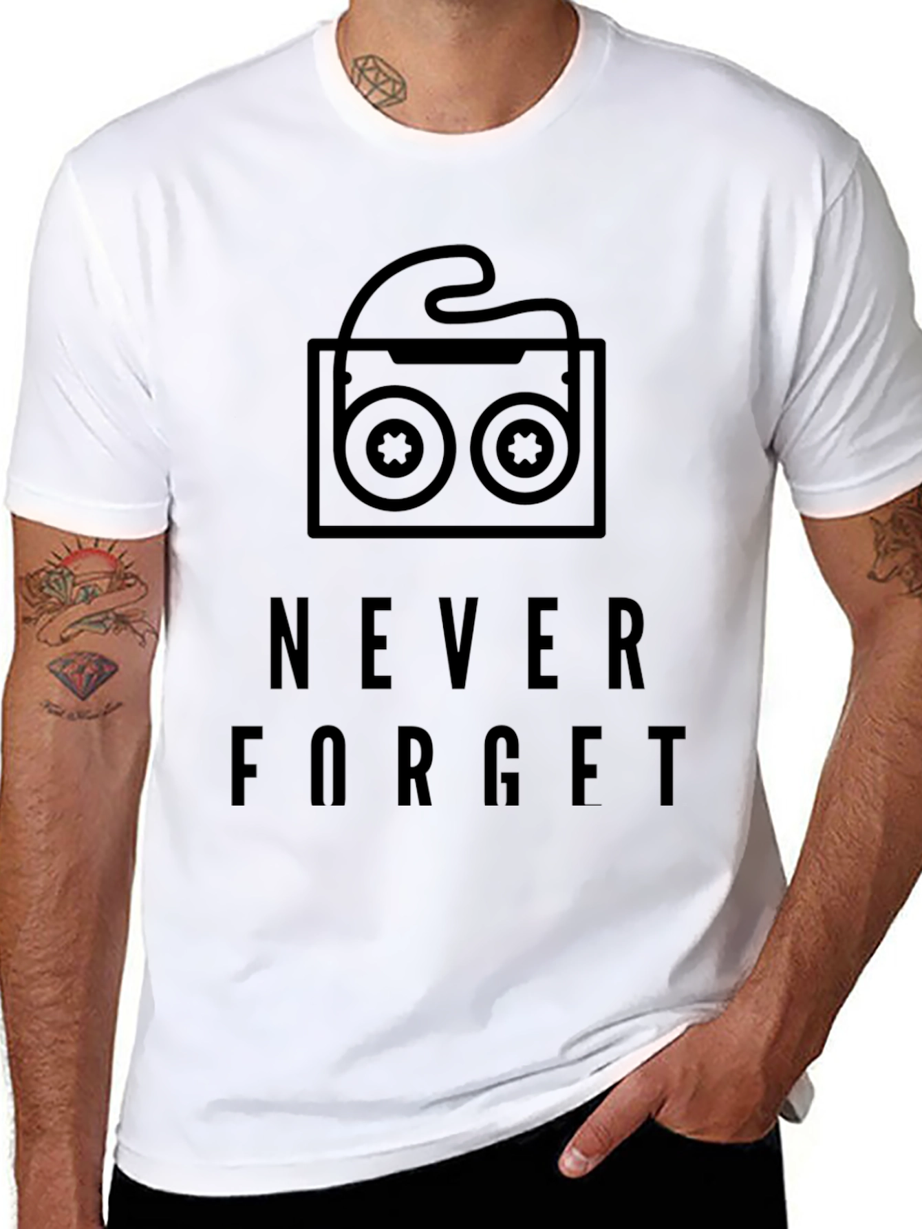 Retro Never Forget Cassette Tape Black T-Shirt
