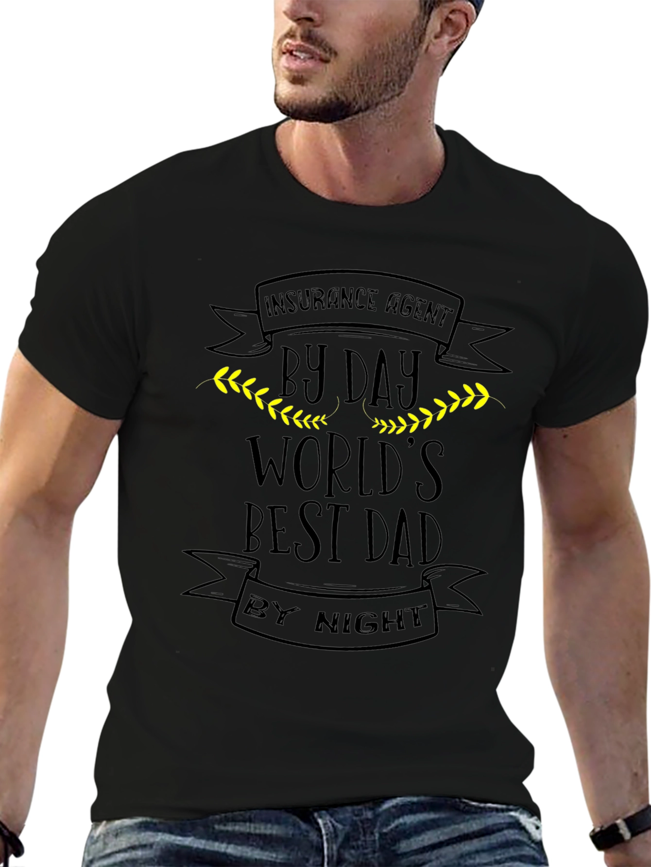 Worlds Best Dad Insurance Agent Black T-Shirt