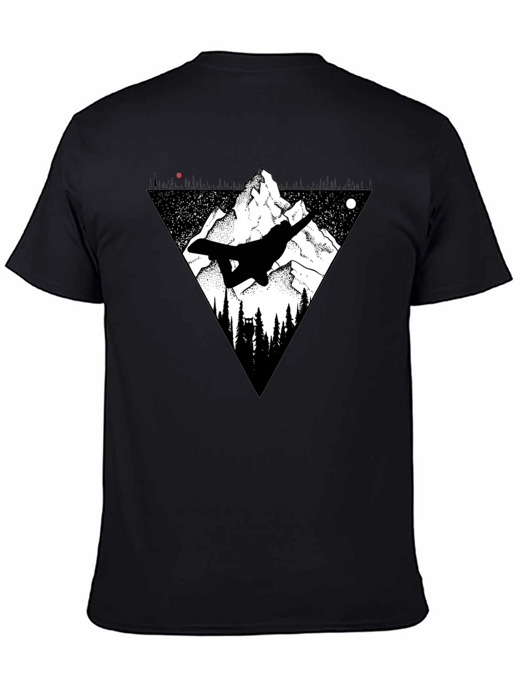 Mountain Snowboarder Graphic Tee - Mens Black T-Shirt