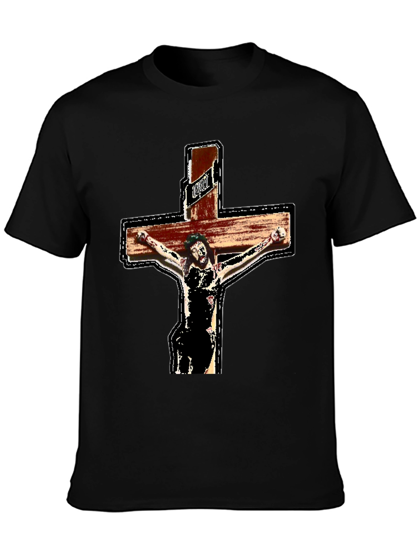 Religious Graphic Tee - Jesus on the Cross Black T-Shirt