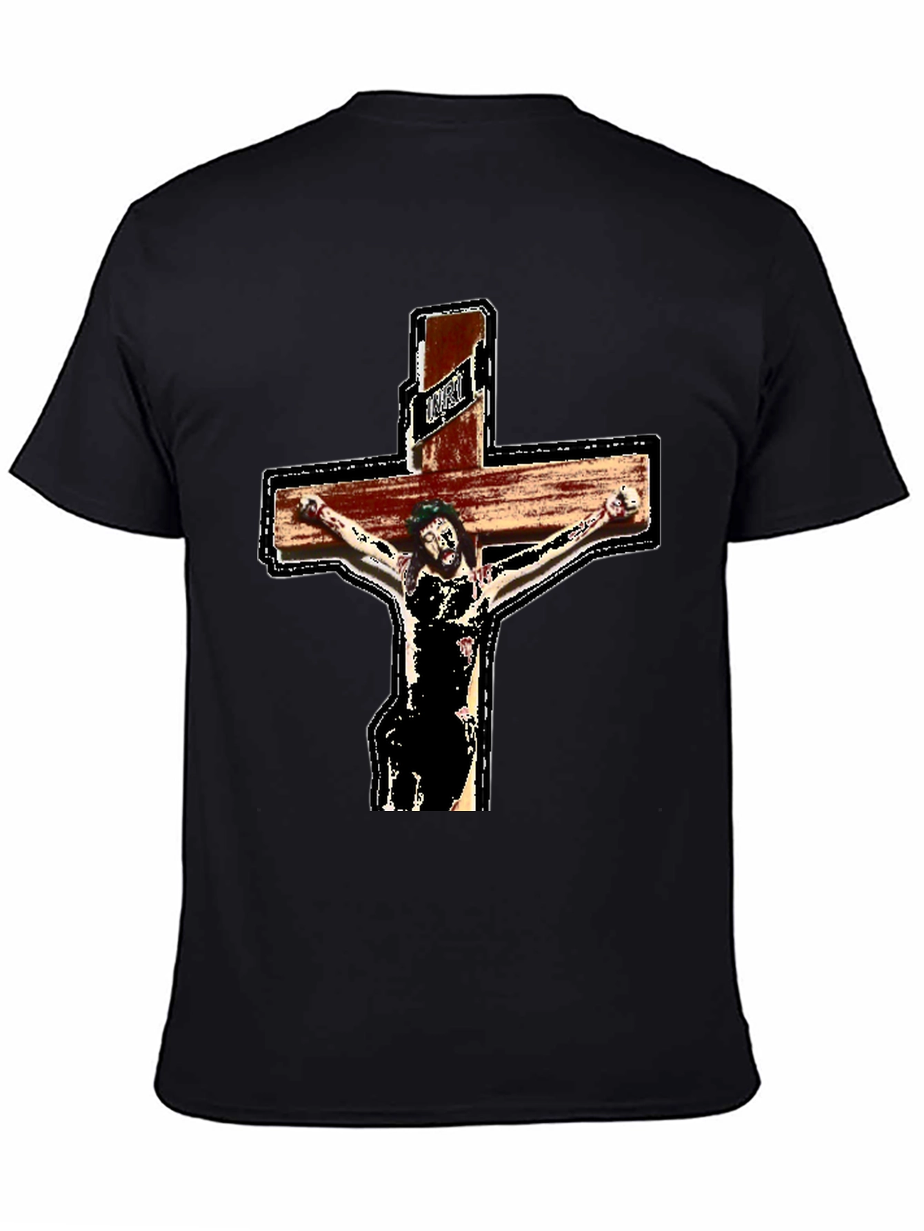 Religious Graphic Tee - Jesus on the Cross Black T-Shirt