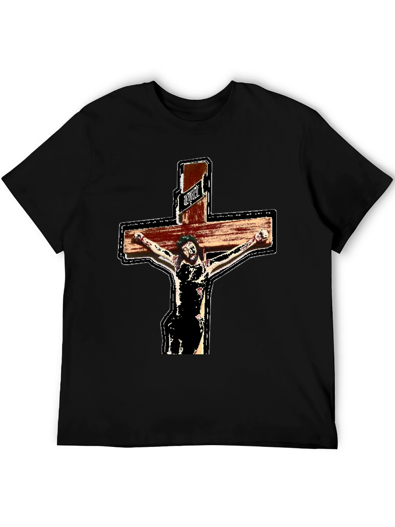 Religious Graphic Tee - Jesus on the Cross Black T-Shirt