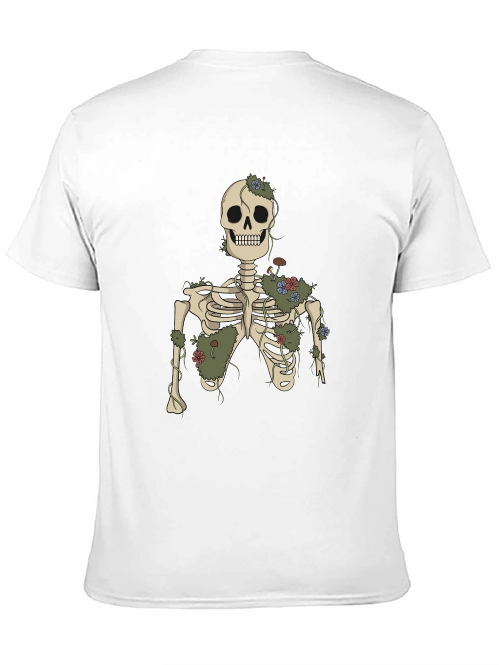 Floral Skeleton Graphic Tee - Black Cotton