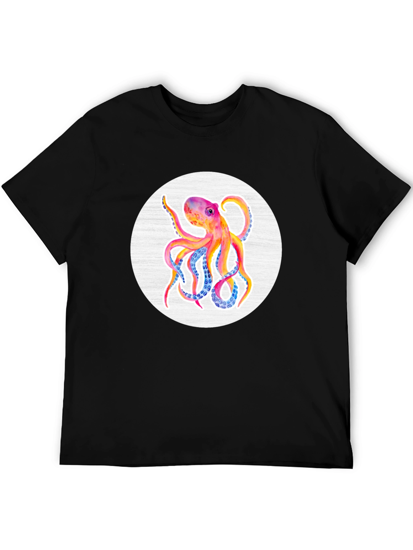 Watercolor Octopus Graphic Tee - Mens Black T-Shirt