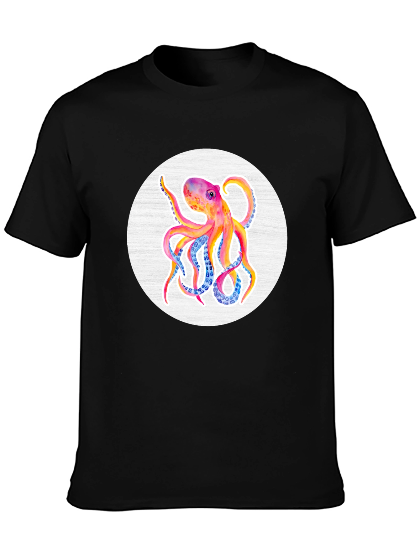 Watercolor Octopus Graphic Tee - Mens Black T-Shirt
