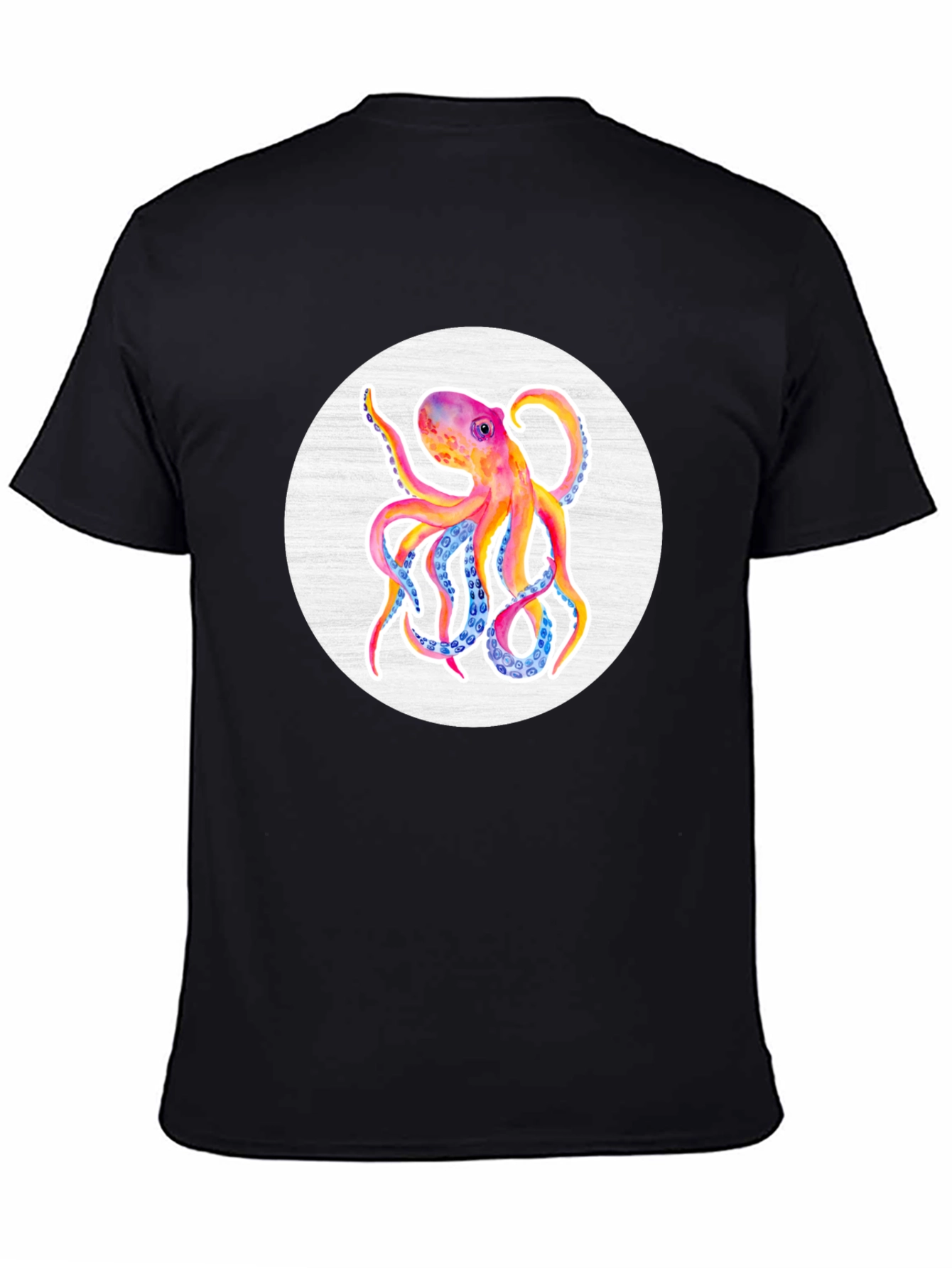 Watercolor Octopus Graphic Tee - Mens Black T-Shirt