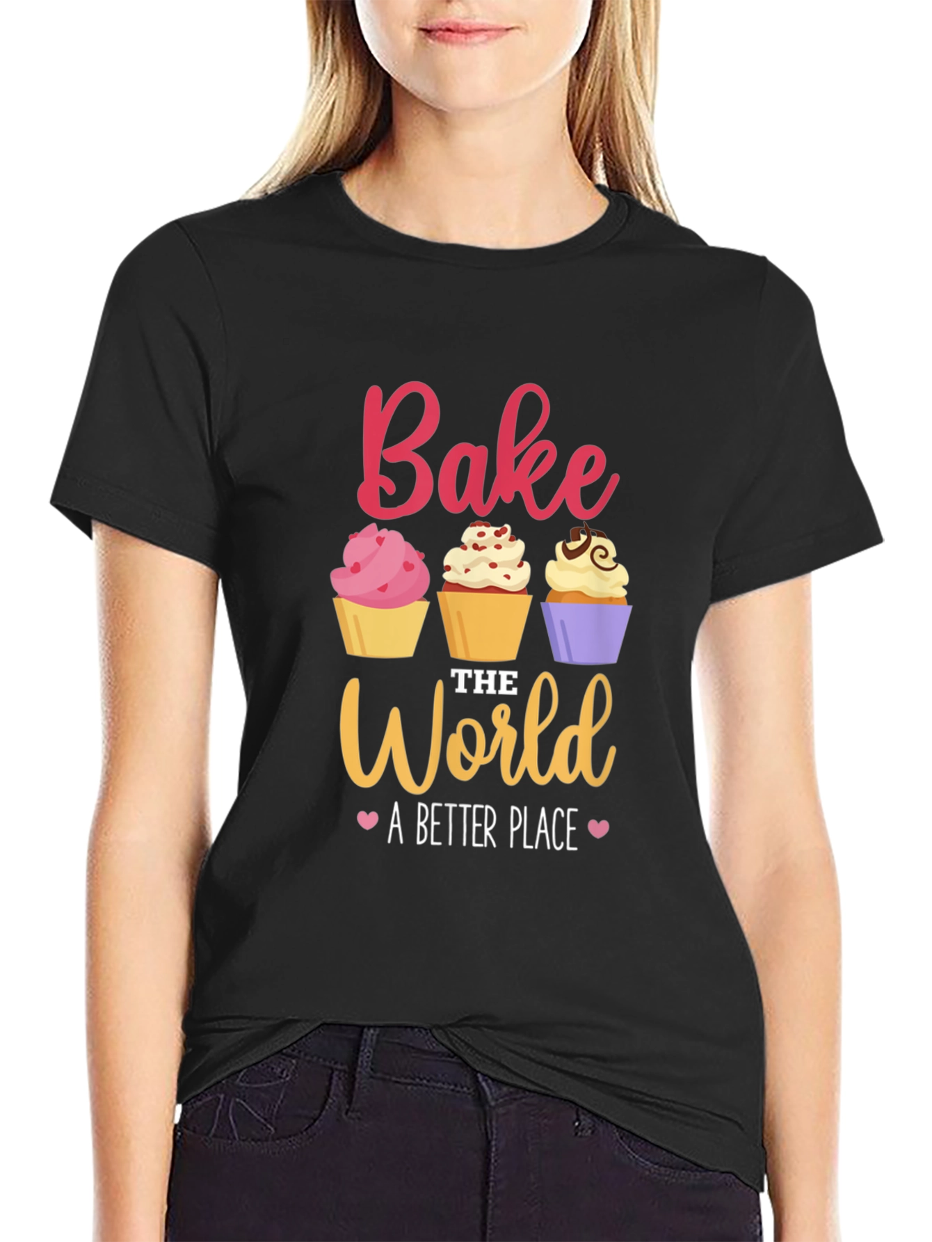 Bake the World T-Shirt - Cute Cupcake Design