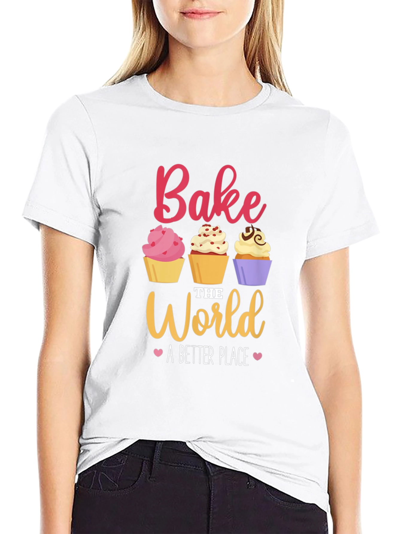 Bake the World T-Shirt - Cute Cupcake Design
