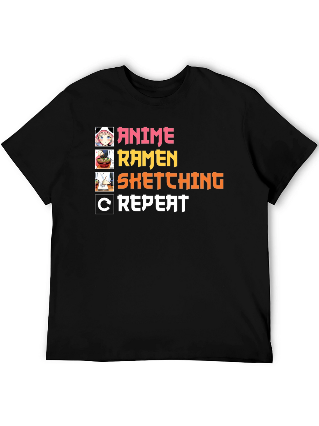 Anime Ramen Sketching Repeat T-Shirt