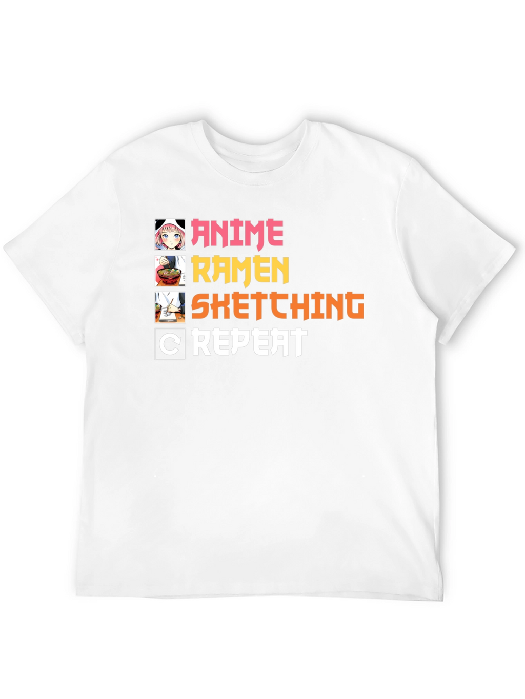 Anime Ramen Sketching Repeat T-Shirt