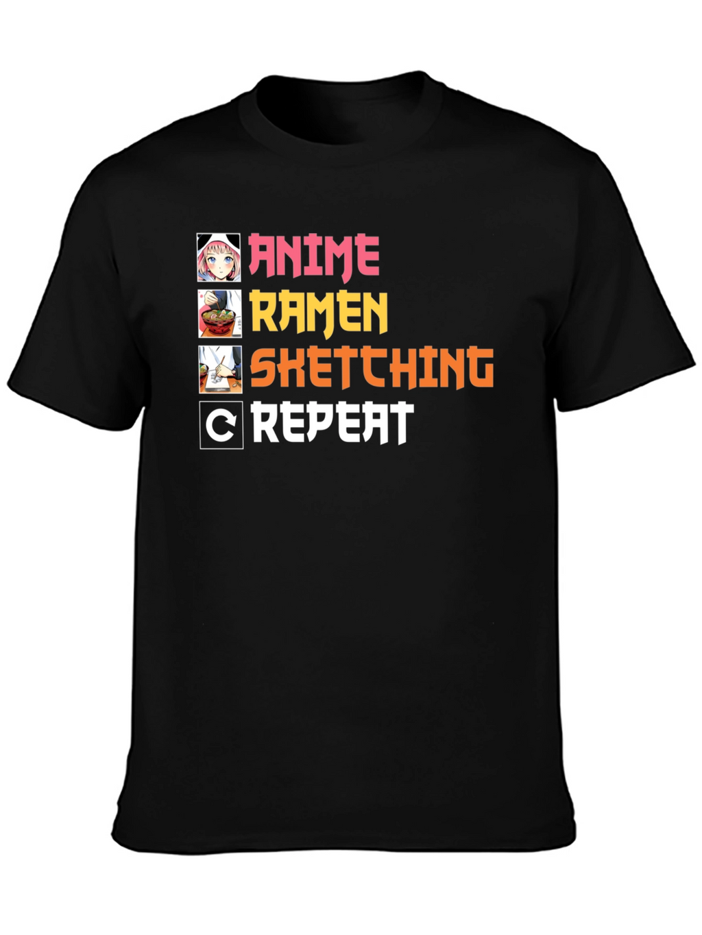 Anime Ramen Sketching Repeat T-Shirt