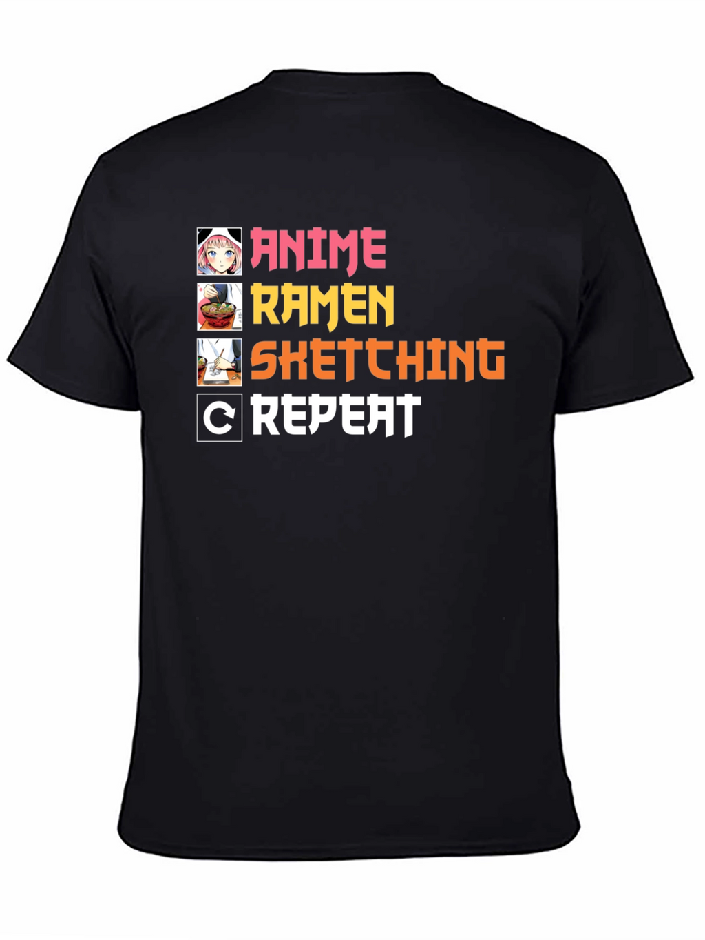 Anime Ramen Sketching Repeat T-Shirt