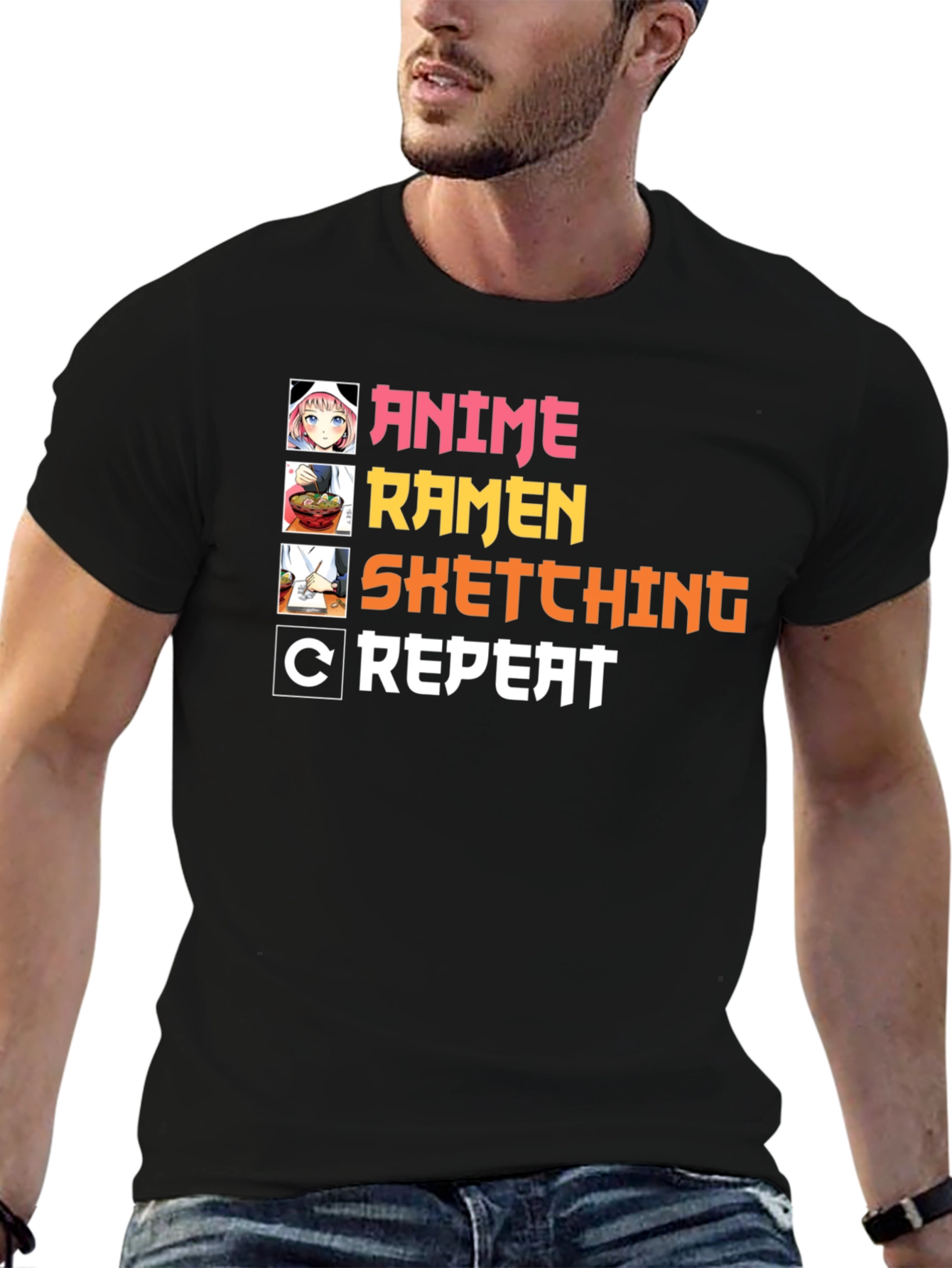 Anime Ramen Sketching Repeat T-Shirt