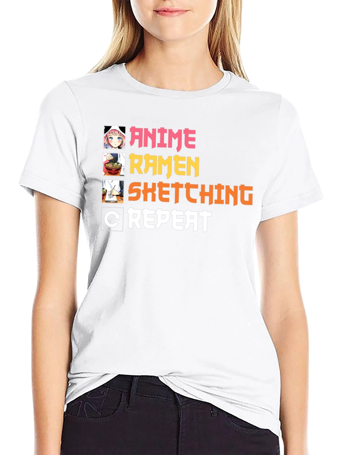 Anime Ramen Sketching Repeat T-Shirt