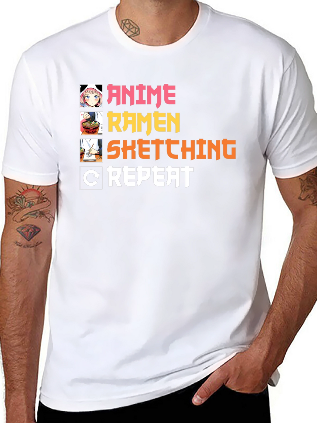 Anime Ramen Sketching Repeat T-Shirt