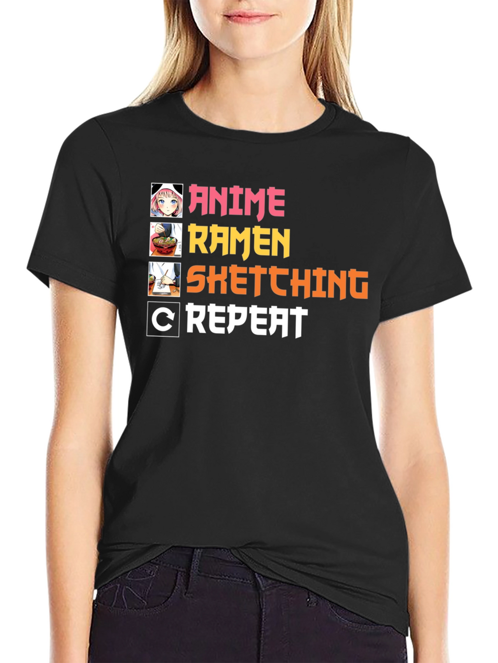 Anime Ramen Sketching Repeat T-Shirt