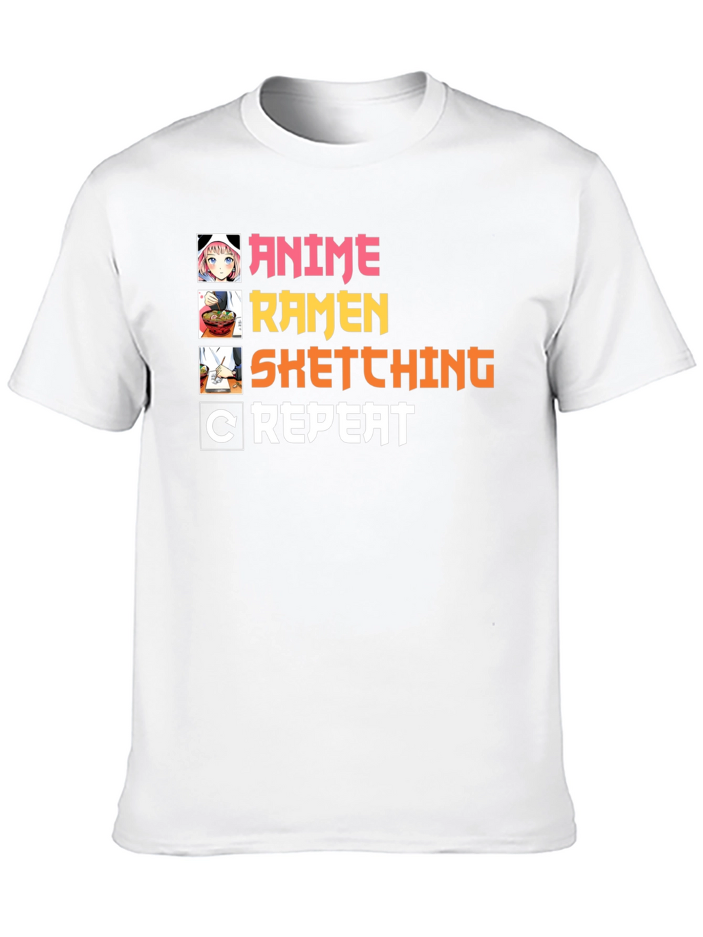 Anime Ramen Sketching Repeat T-Shirt
