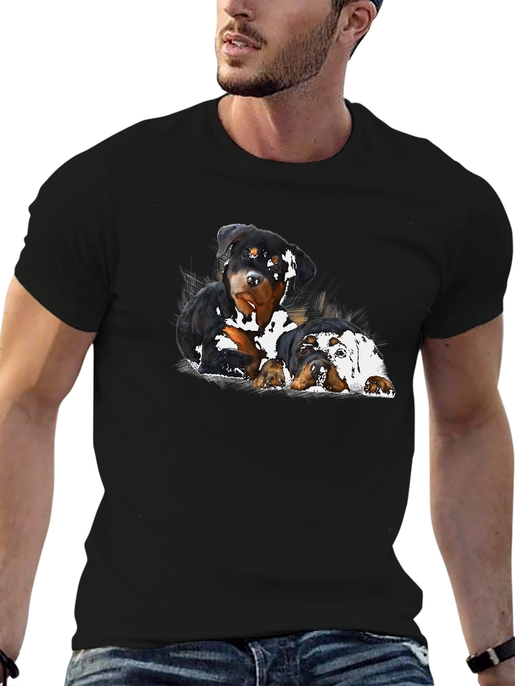 Rottweiler Puppies T-Shirt - Black Graphic Tee