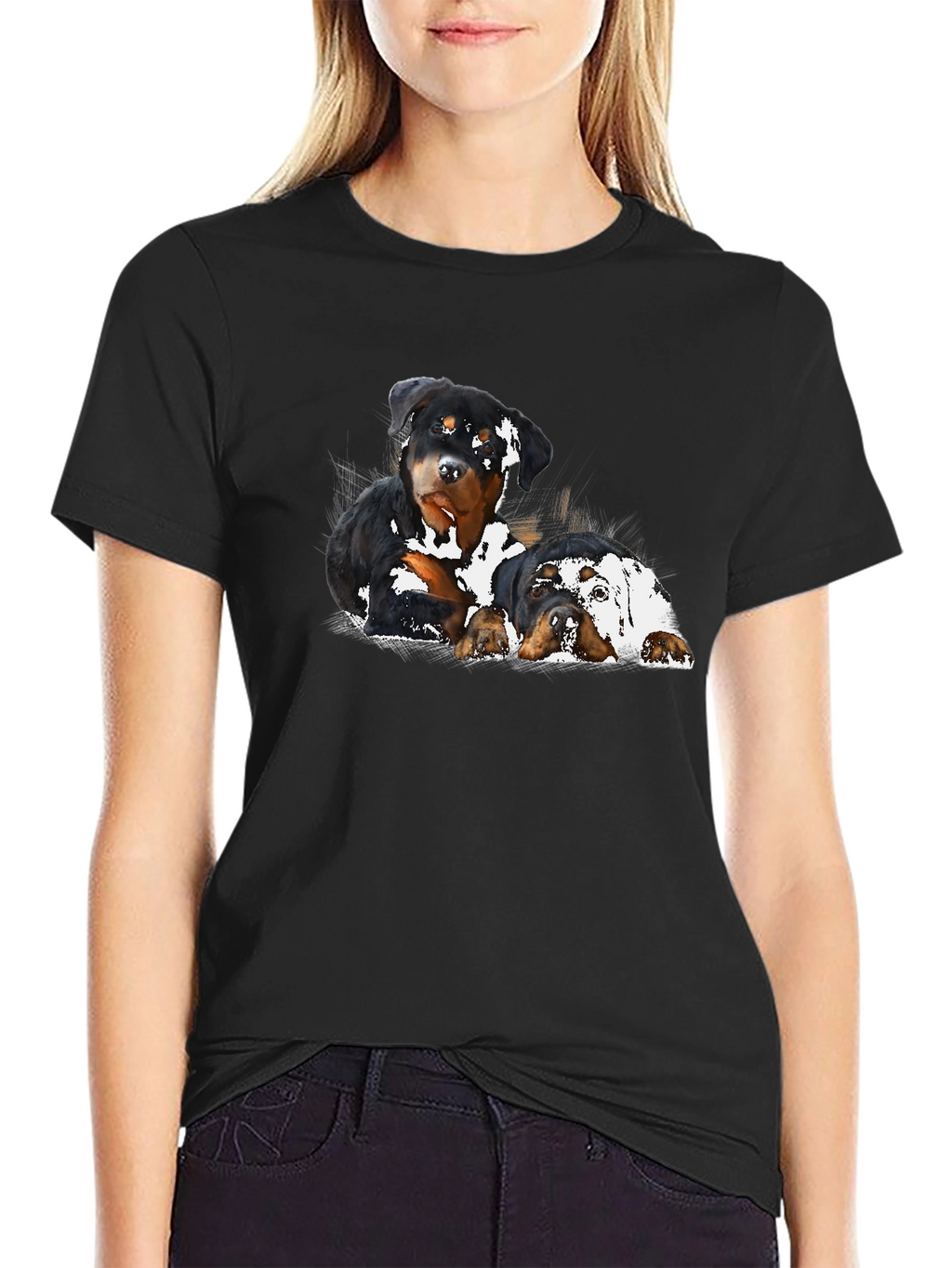 Rottweiler Puppies T-Shirt - Black Graphic Tee