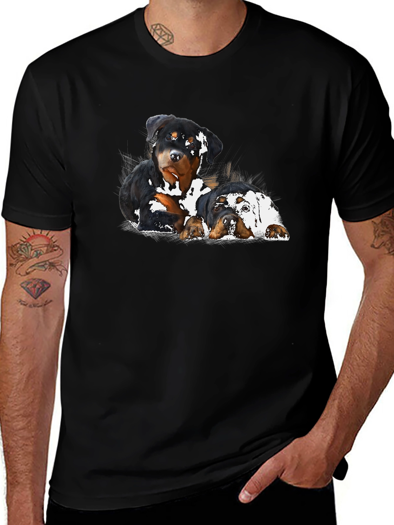 Rottweiler Puppies T-Shirt - Black Graphic Tee