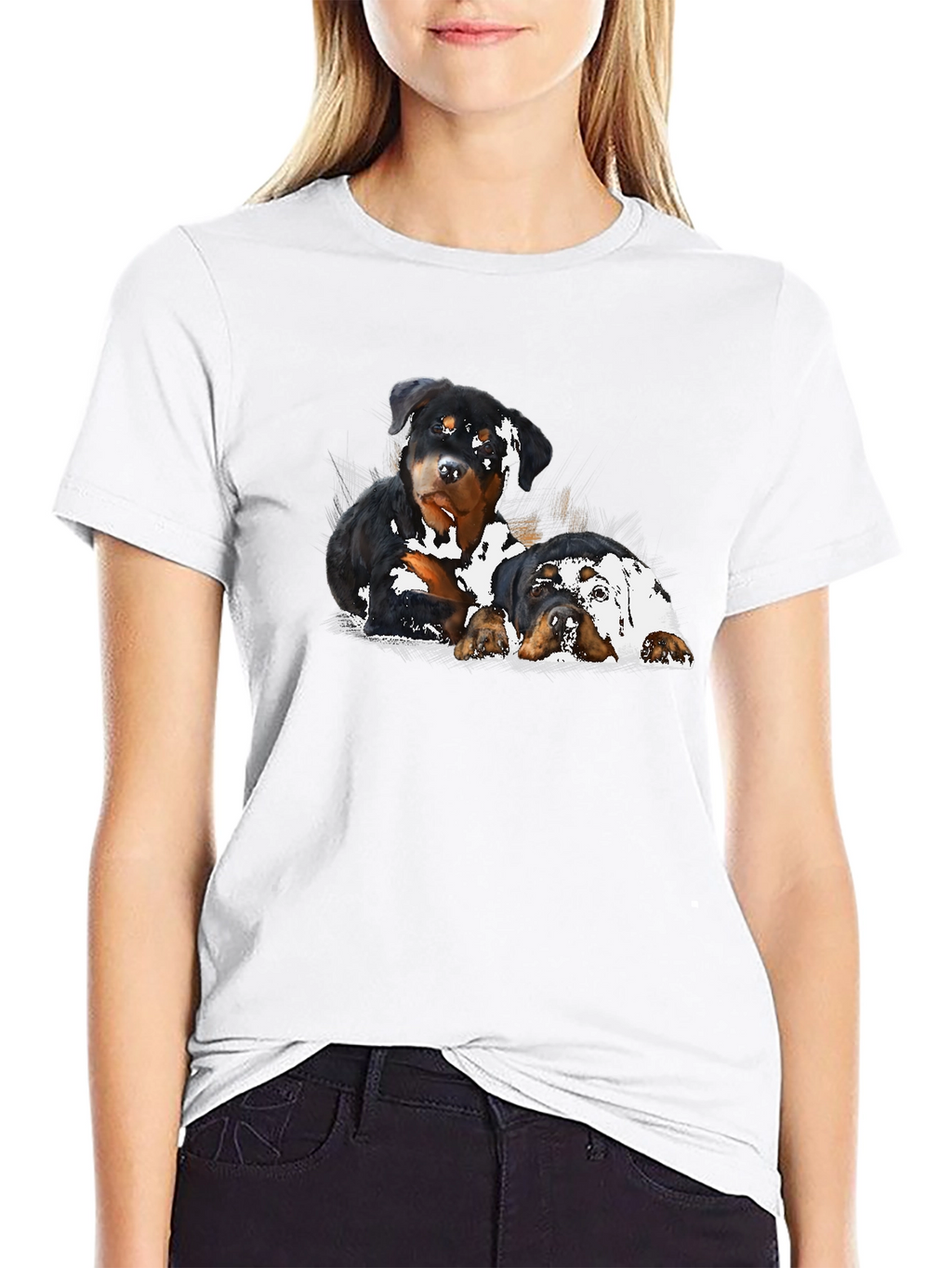 Rottweiler Puppies T-Shirt - Black Graphic Tee