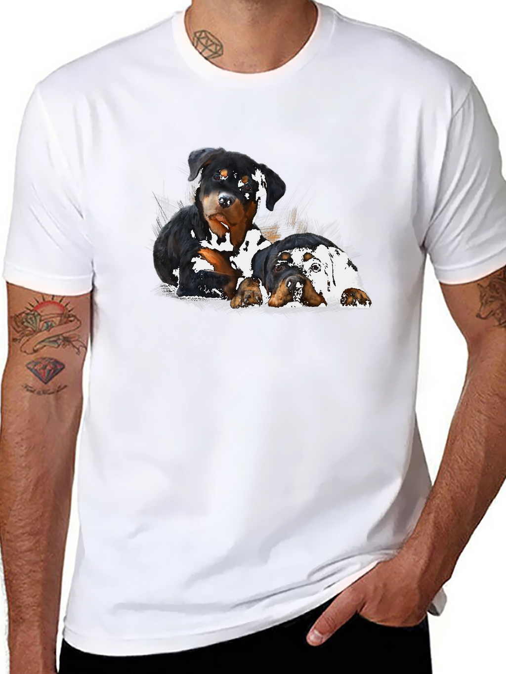 Rottweiler Puppies T-Shirt - Black Graphic Tee