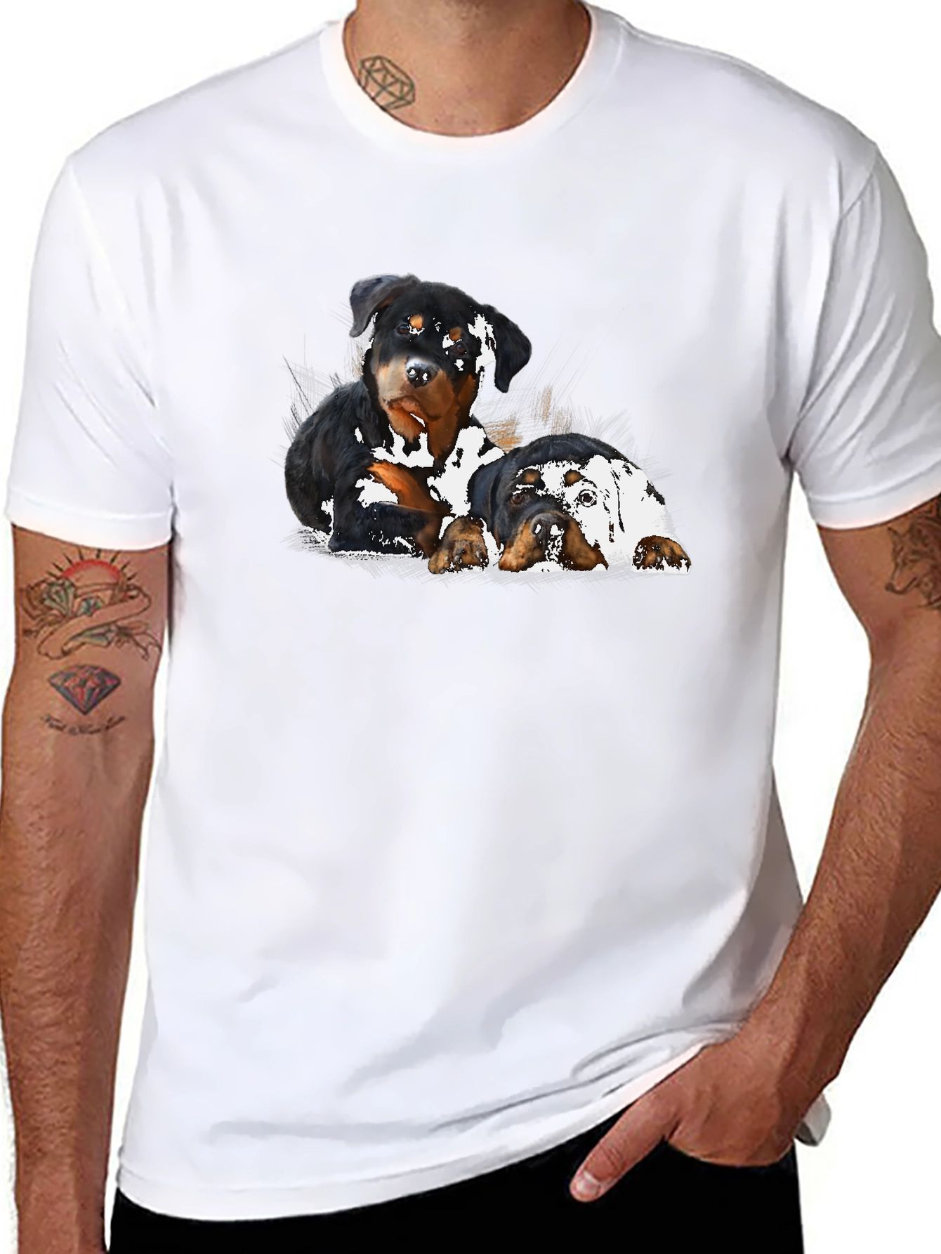 Rottweiler Puppies T-Shirt - Black Graphic Tee