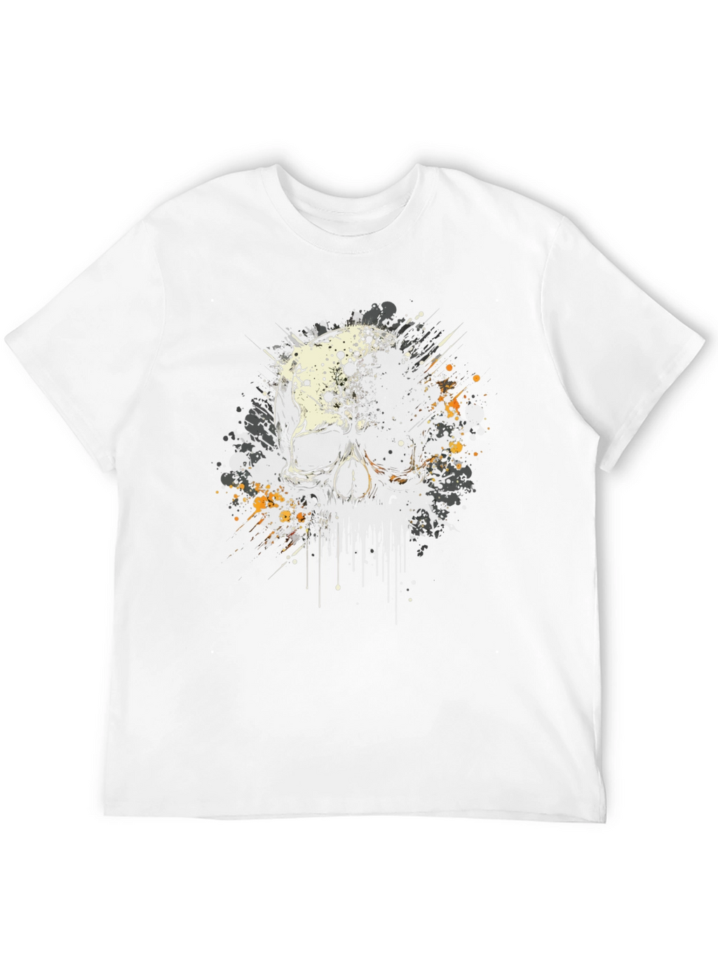 Skull Splatter Graphic Print Black T-Shirt