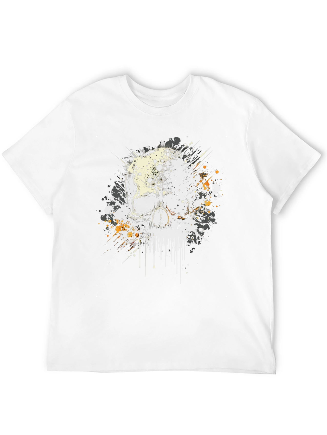 Skull Splatter Graphic Print Black T-Shirt